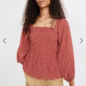 Re)sourced Georgette Lucie Smocked Peplum Top in Batik Vine